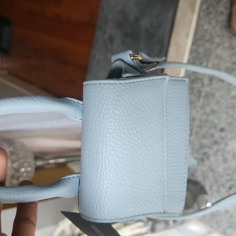 Blue Mini Bag with Gold Hardware